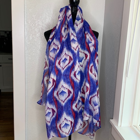 West Loop red white blue sheer scarf wrap - Picture 1 of 4